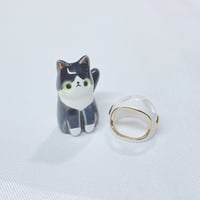 Image 3 of Tuxedo cat with astronaut helmet ceramic figurine