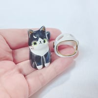 Image 4 of Tuxedo cat with astronaut helmet ceramic figurine