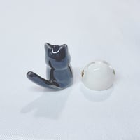 Image 5 of Tuxedo cat with astronaut helmet ceramic figurine