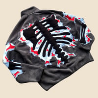 Image 6 of REWORKED CRACKY 3D PUFF SKELETON GREY POLAR FLEECE JACKET SIZE M