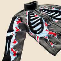 Image 3 of REWORKED CRACKY 3D PUFF SKELETON GREY POLAR FLEECE JACKET SIZE M