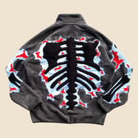 Image 9 of REWORKED CRACKY 3D PUFF SKELETON GREY POLAR FLEECE JACKET SIZE M