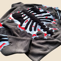 Image 7 of REWORKED CRACKY 3D PUFF SKELETON GREY POLAR FLEECE JACKET SIZE M