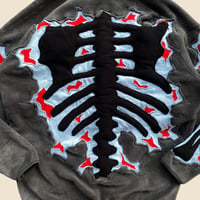 Image 8 of REWORKED CRACKY 3D PUFF SKELETON GREY POLAR FLEECE JACKET SIZE M