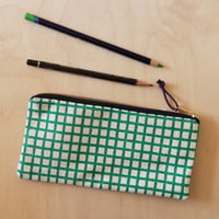 Image 2 of Checks printed fabric pencil case