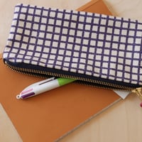 Image 1 of Checks printed fabric pencil case