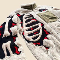 Image 3 of REWORKED NIKE CRACKY 3D PUFF SKELETON BEIGE SHERPA JACKET SIZE M