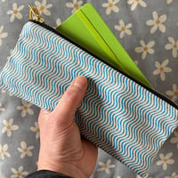 Image 4 of Wavy printed fabric slimline pencil case 