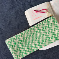 Image 1 of Wavy printed fabric slimline pencil case 