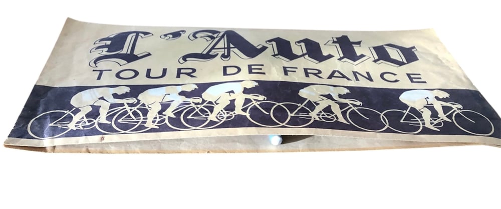 Rare advertising cap from the newspaper L'Auto for the Tour de France cycling race.