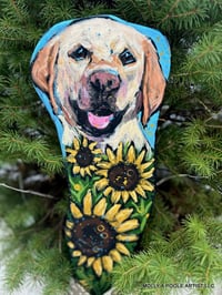 Image 1 of Yellow Sunflower Lab Garden Fairy Folk Art