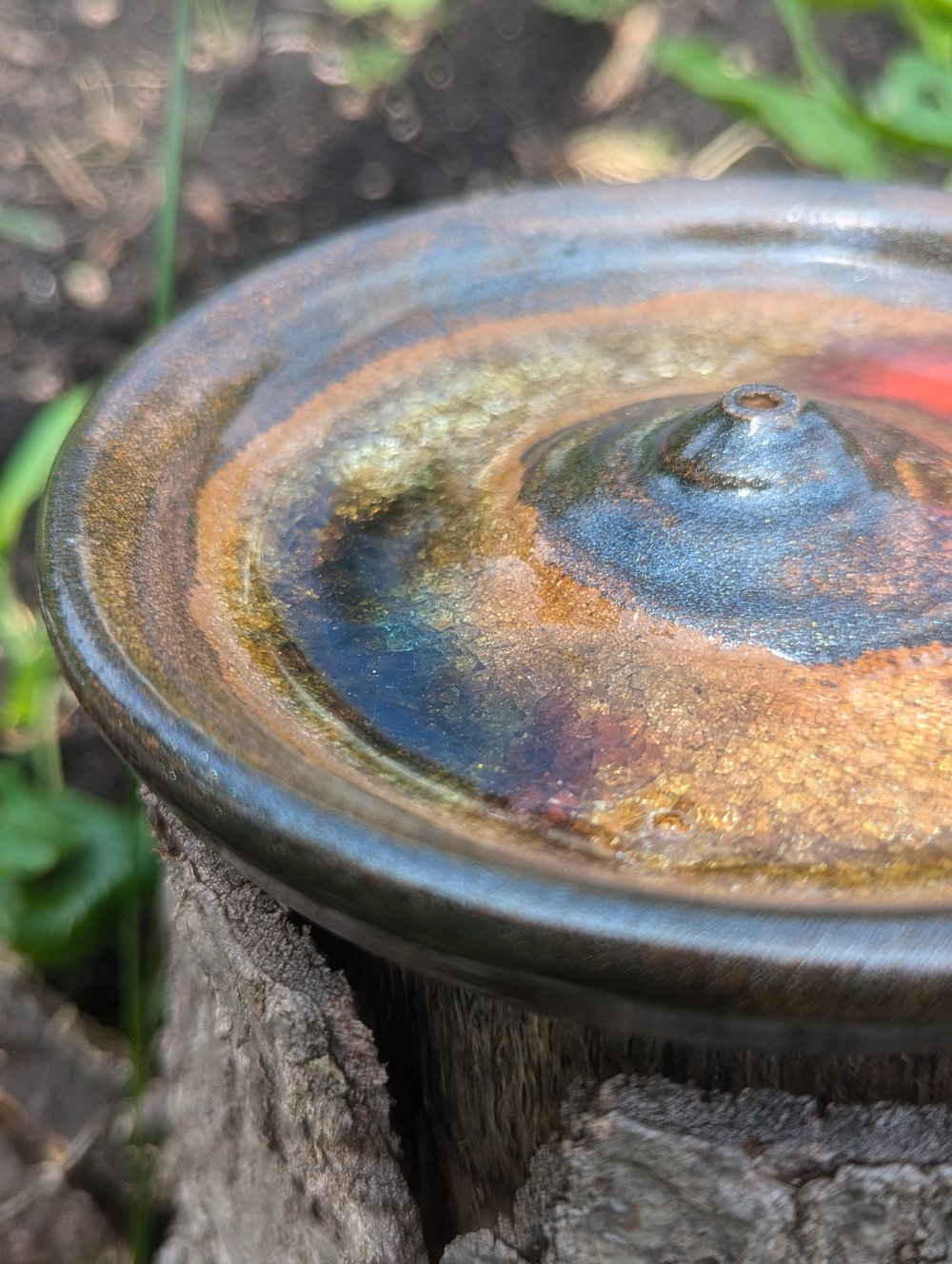 Melted Glass Incense Holder - Orange