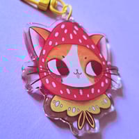 Image 2 of Strawberry Cat epoxy keychain