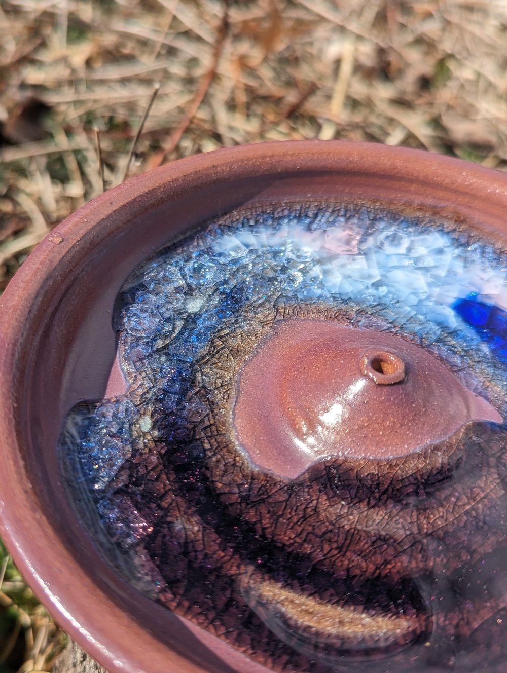 Melted Glass Incense Holder - Purple and Blue