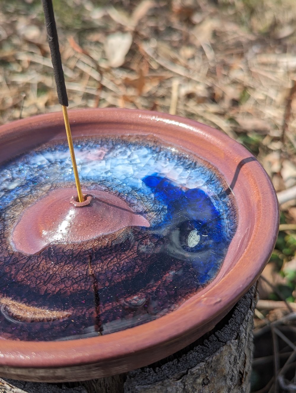 Melted Glass Incense Holder - Purple and Blue