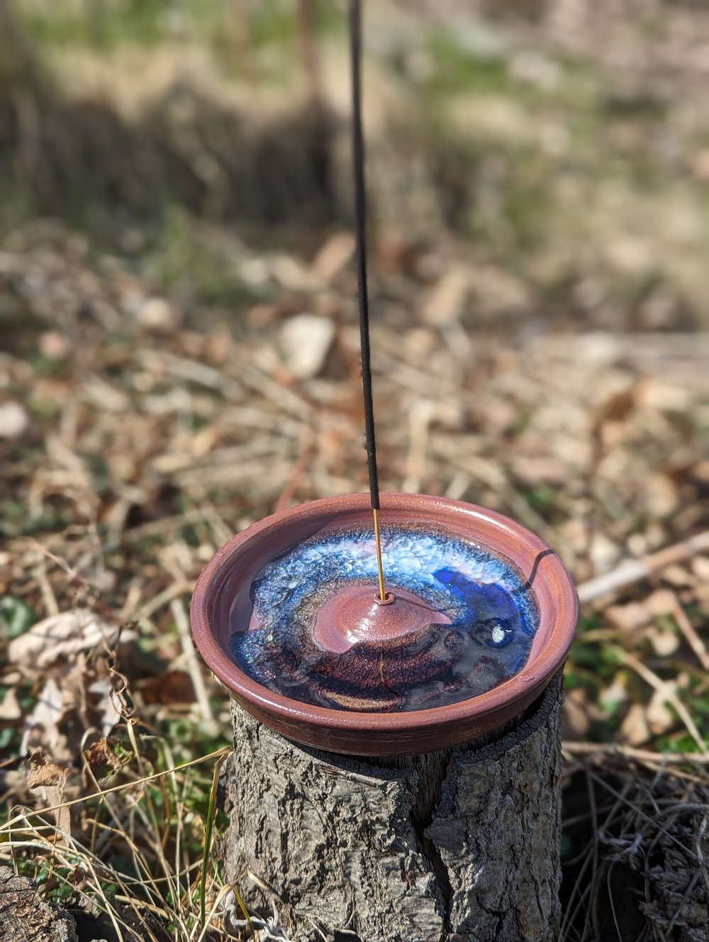 Melted Glass Incense Holder - Purple and Blue