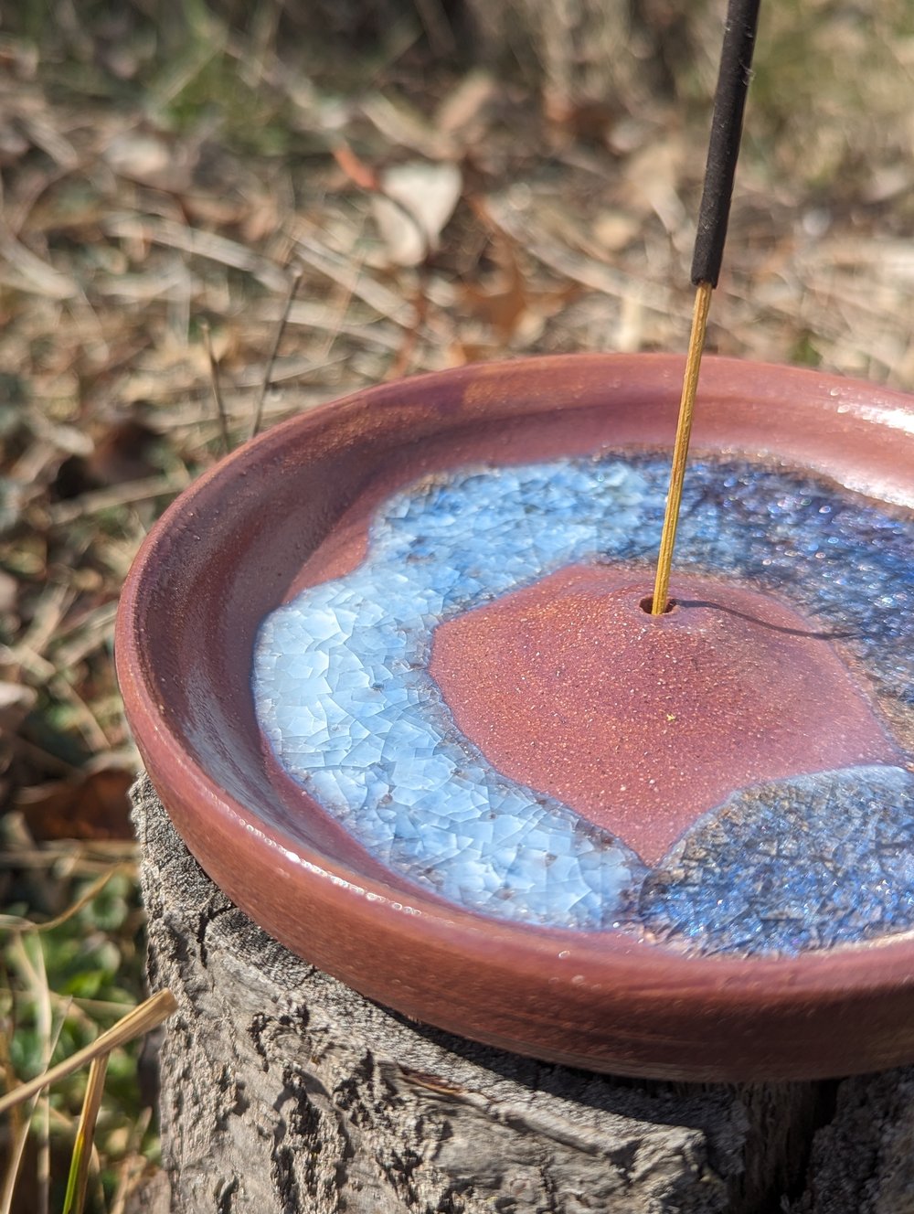 Melted Glass Incense Holder - Purple