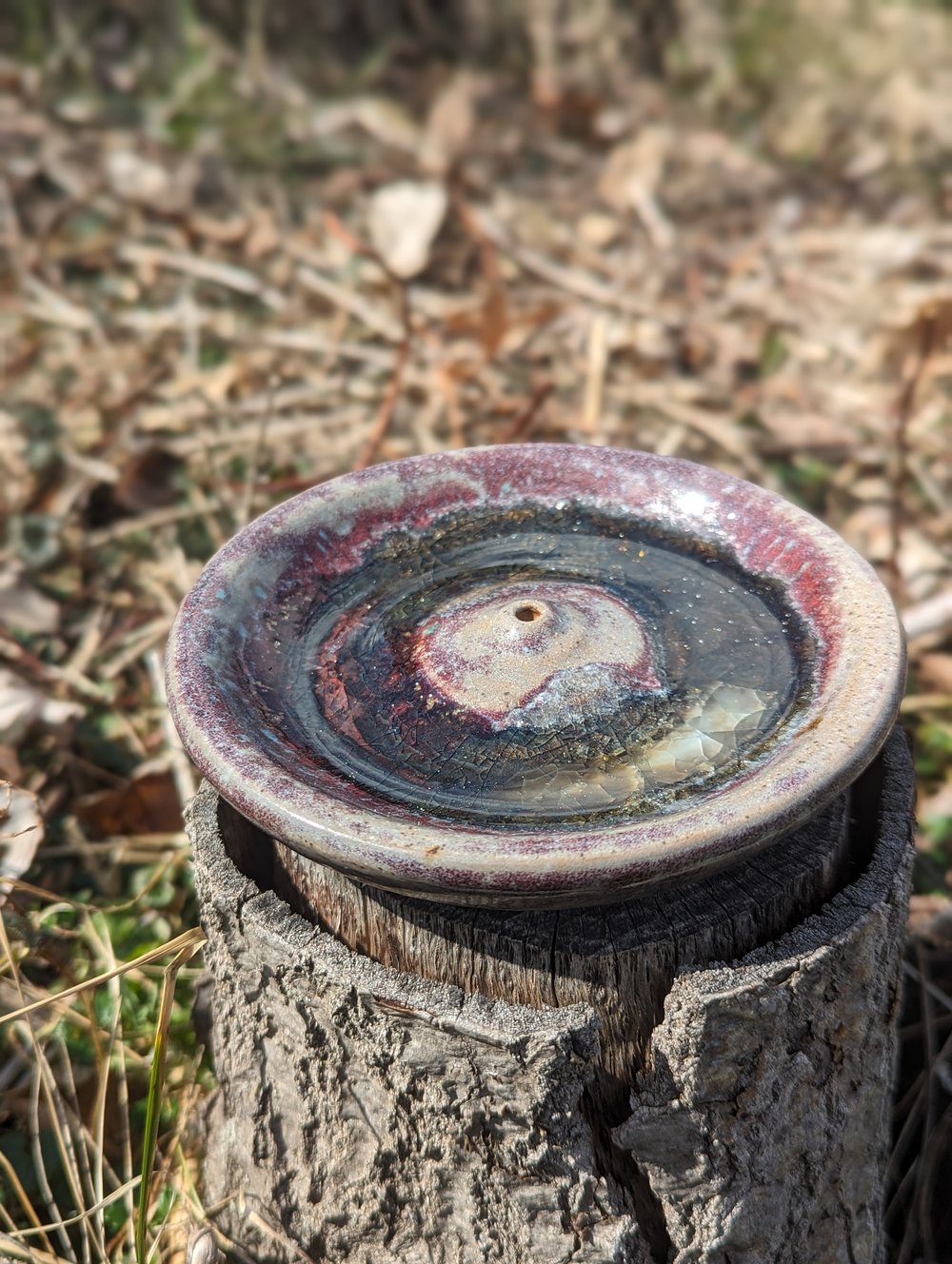 Melted Glass Incense Holder - Oxblood