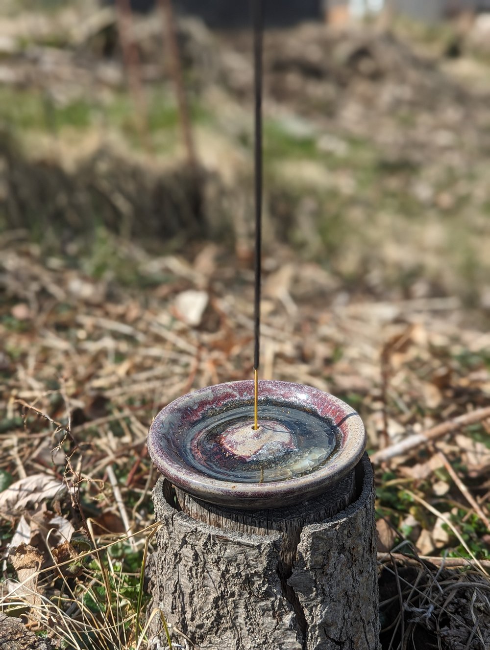 Melted Glass Incense Holder - Oxblood