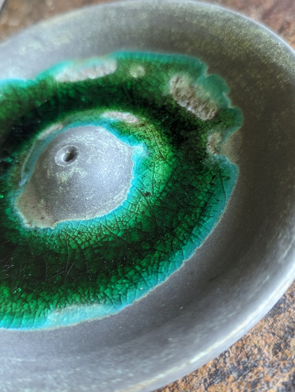 Melted Glass Incense Holder - Green 