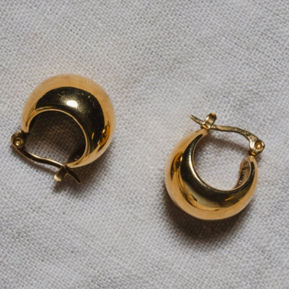 Image of LUNA 18ct Gold Plated Scooped Hoop Earrings 