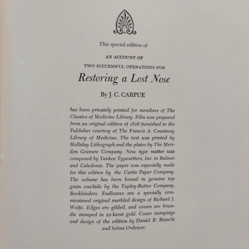 Restoring a Lost Nose, by J. C. Carpue