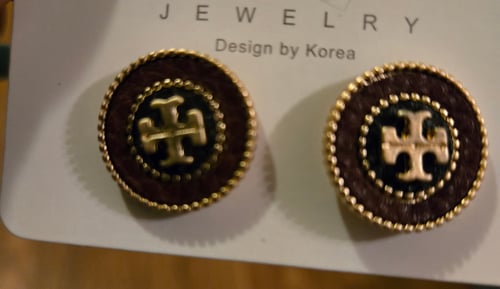 Image of Button Style TB Earrings
