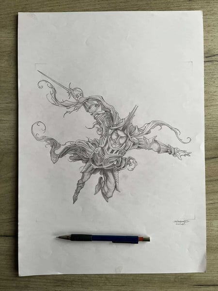 Image of Magic the Gathering Ixalan Vona original prelim sketch