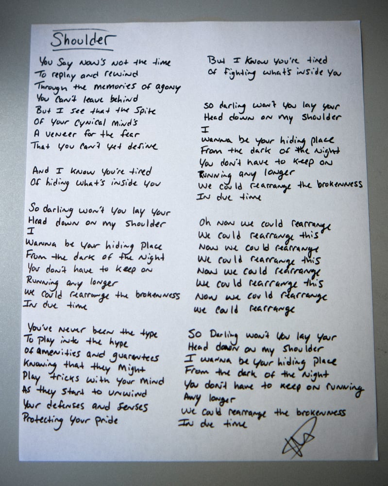 Image of Hand-Written & Signed Lyric Sheet 