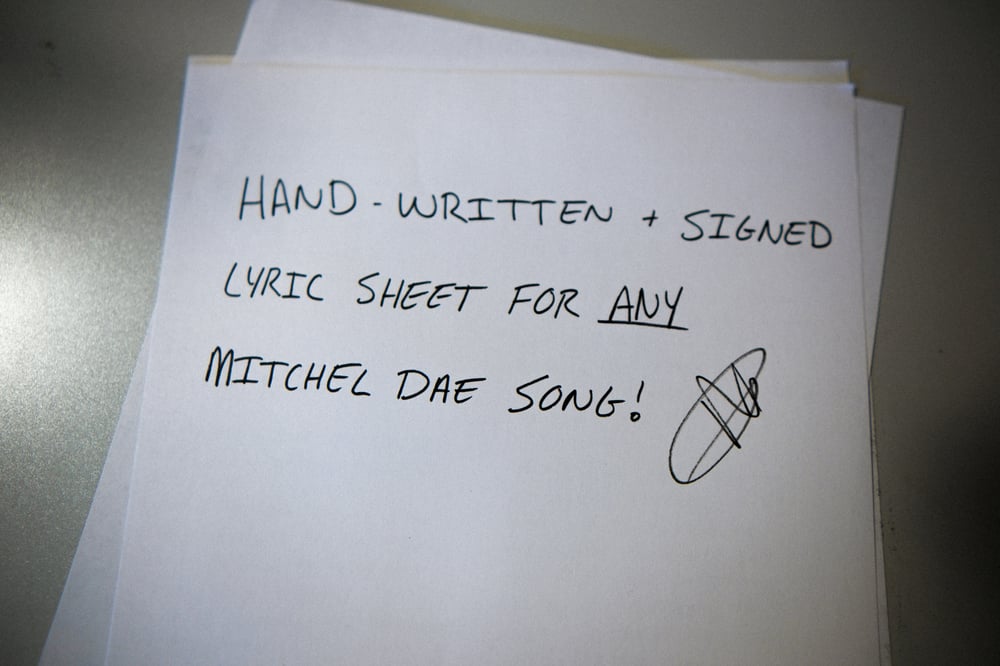 Image of Hand-Written & Signed Lyric Sheet 