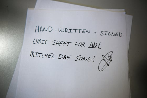 Image of Hand-Written & Signed Lyric Sheet 
