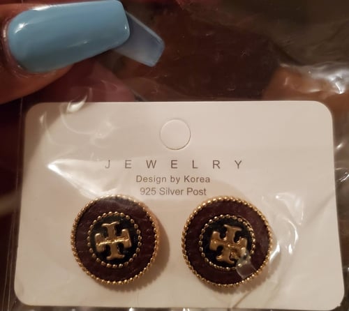 Image of Button Style TB Earrings