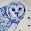 Nesting Barn Owl Porcelain Rimmed Platter