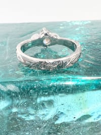 Image 3 of 18k solid White gold diamond Hawaiian ring (Scroll and Plumeria design)