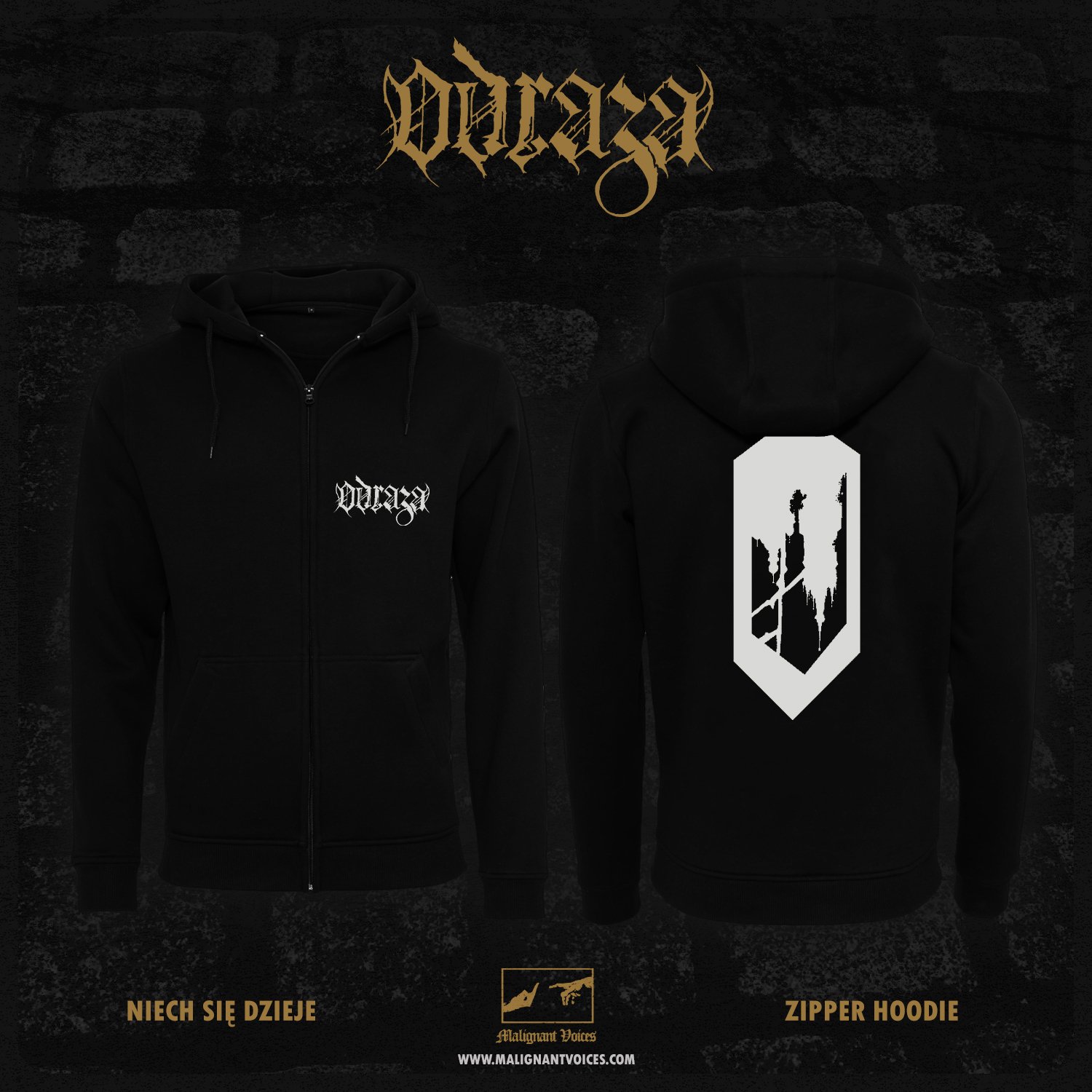 ODRAZA - Black Hooded Zipper | Malignant Voices Webshop