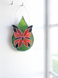Image 2 of Stained Glass Monarch Teardrop Butterfly 