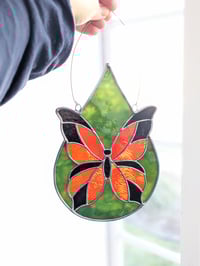 Image 1 of Stained Glass Monarch Teardrop Butterfly 