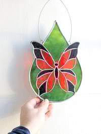 Image 3 of Stained Glass Monarch Teardrop Butterfly 