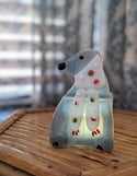 Polar Dog with Bauble Scarf, Fused Glass Woodland Votive with Tea Light