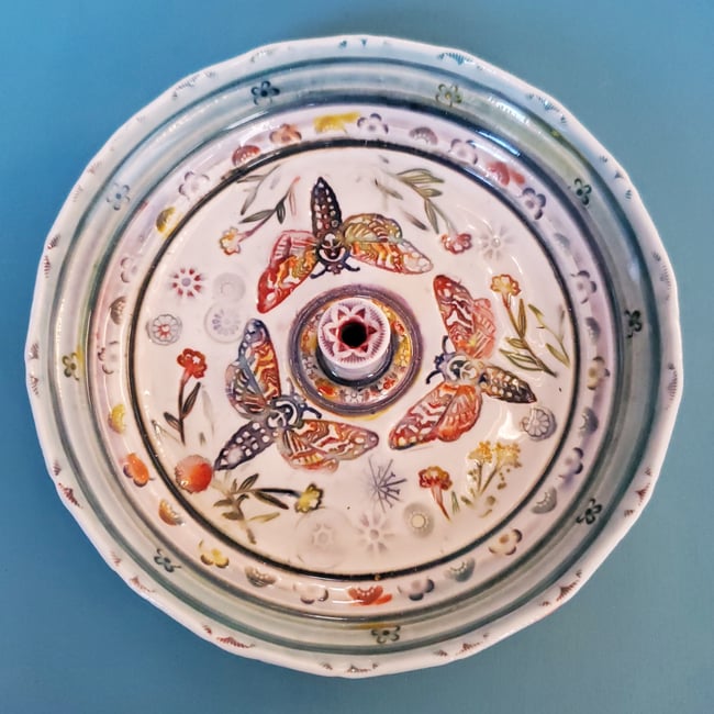 Porcelain Sphinx Moth Incense Burner