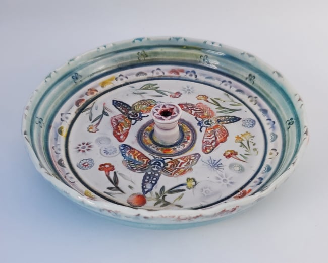 Porcelain Sphinx Moth Incense Burner