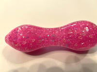 Image 2 of Barbie Pink Freezable Glitter Glass Pipe, Girly Glass Pipes