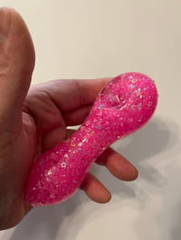 Image 5 of Barbie Pink Freezable Glitter Glass Pipe, Girly Glass Pipes