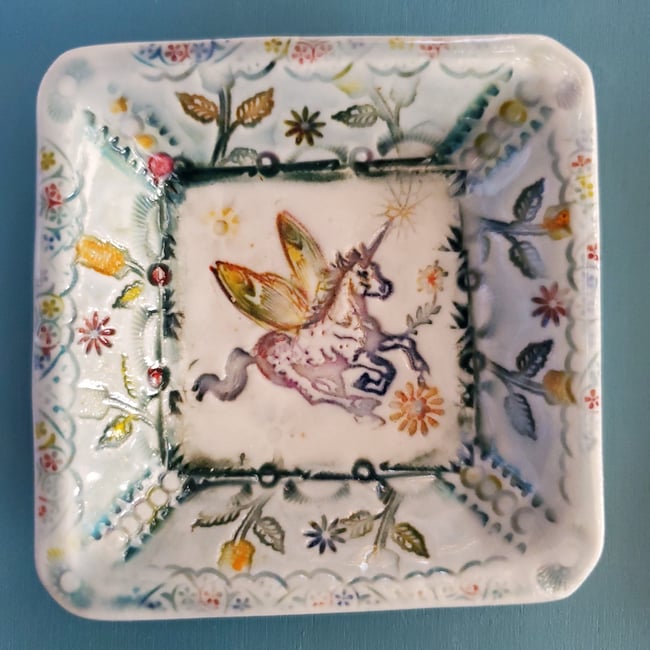 Pegasus Medley Square Porcelain Dish