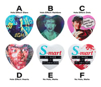 Image 3 of Ash Williams Evil Dead Holographic Heart Shaped Button Bundle 