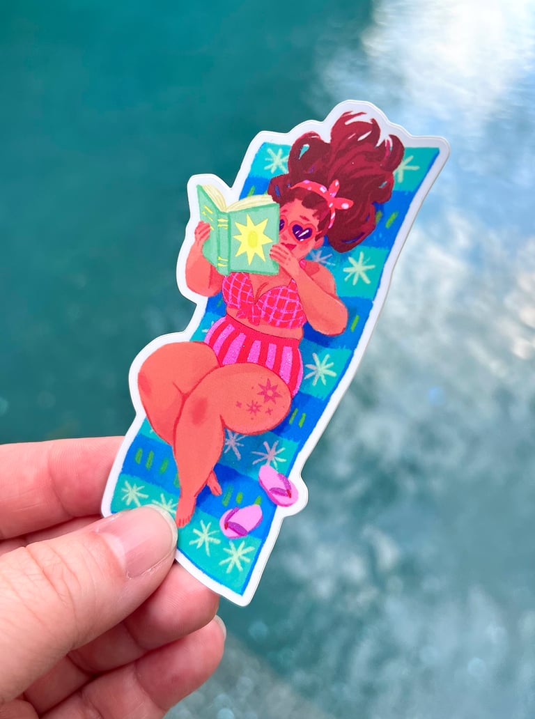 Beach Reader ~ Holographic Sticker Image 3