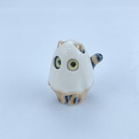 Image 2 of Glow in dark tortie kitty with ghost mask ceramic figurine (discount price)