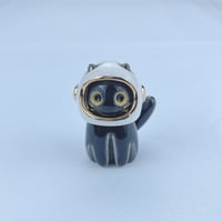 Image 1 of Black cat with astronaut helmet ceramic figurine