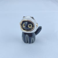 Image 2 of Black cat with astronaut helmet ceramic figurine