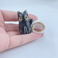 Image 4 of Black cat with astronaut helmet ceramic figurine